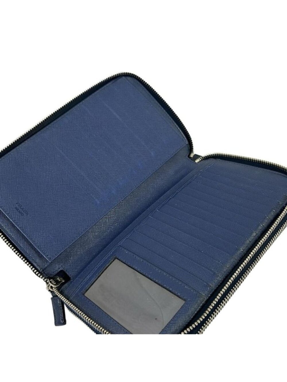 Prada Wallet Navy Double Zip Organizer Around Leather - Picture 3 of 10